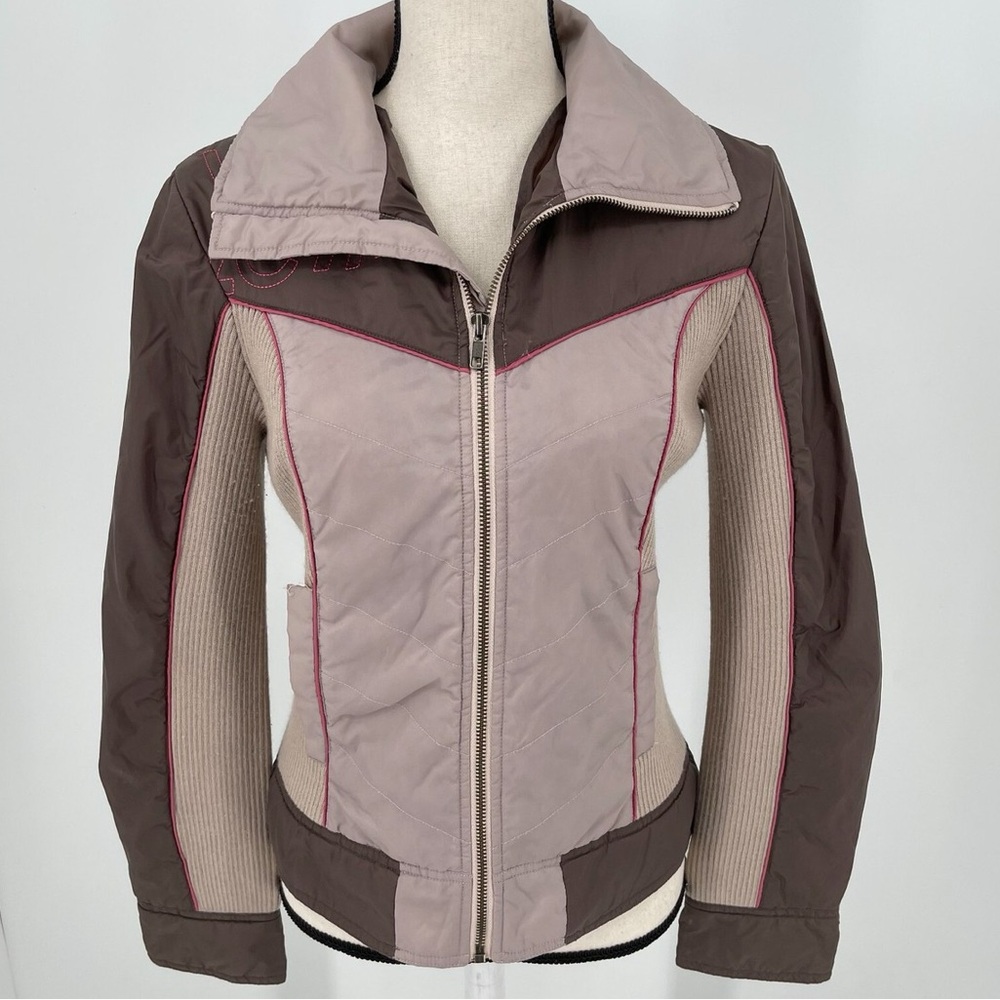 Volcom Y2K Lightweight Sweater Jacket, Pink / Brown, Size Small